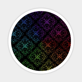 Rainbow Ombre Gradient Heart Mandala Pattern Magnet